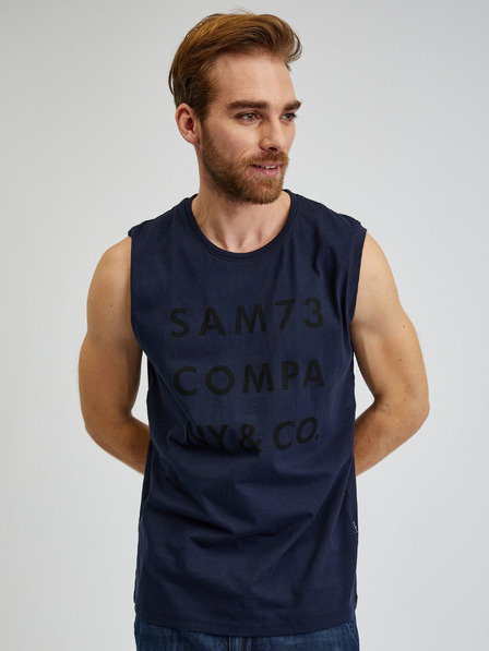 Sam 73 Tank top albastru închis pentru bărbați cu SAM 73 Edgar