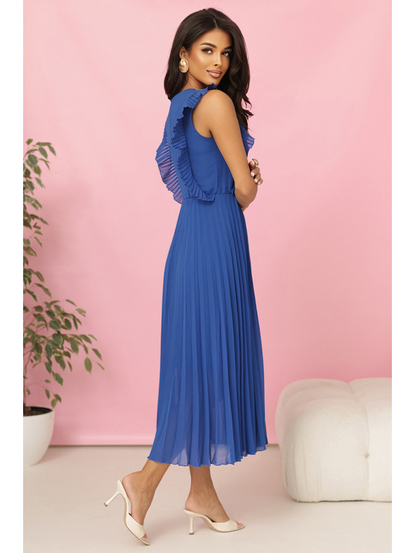 numoco Rochie EMILY plisată cu volănașe și decolteu