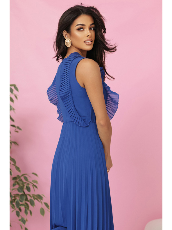 numoco Rochie EMILY plisată cu volănașe și decolteu