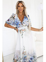 numoco Rochie maxi ușoară CELINA cu decolteu în V, centură și imprimeu floral ombré