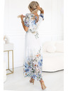 numoco Rochie maxi ușoară CELINA cu decolteu în V, centură și imprimeu floral ombré