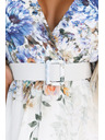numoco Rochie maxi ușoară CELINA cu decolteu în V, centură și imprimeu floral ombré