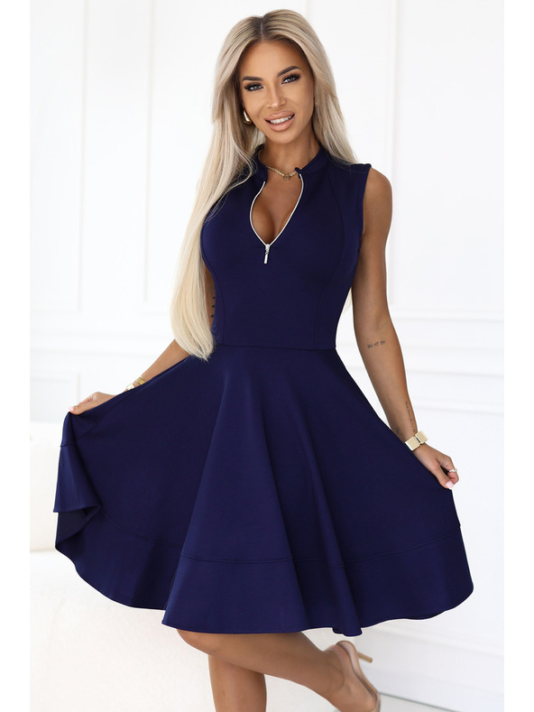 numoco Rochie exclusivă cu tivul lărgit și fermoar auriu