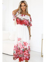 numoco Rochie lungă de vară cu imprimeu floral roșu ombré