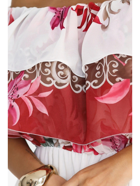 numoco Rochie lungă de vară cu imprimeu floral roșu ombré