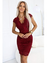 numoco Rochie dantelată mulată cu mâneci scurte și decolteu