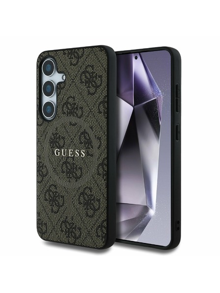 Guess Guess PU Leather 4G Colored Ring MagSafe Husă spate pentru Samsung Galaxy S25 Brown