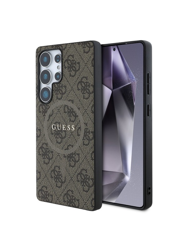 Guess Guess PU Leather 4G Colored Ring MagSafe Husă spate pentru Samsung Galaxy S25 Ultra Brown