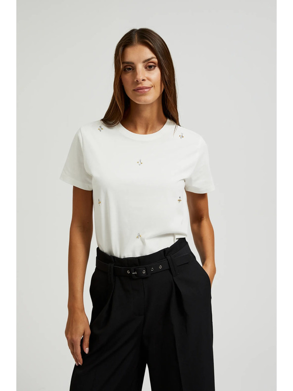 Moodo Tricou basic alb cu mânecă scurtă