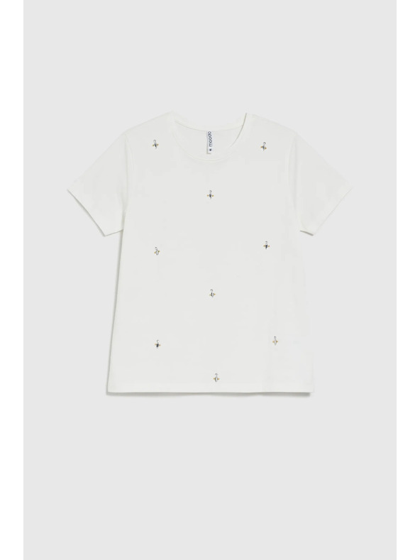 Moodo Tricou basic alb cu mânecă scurtă