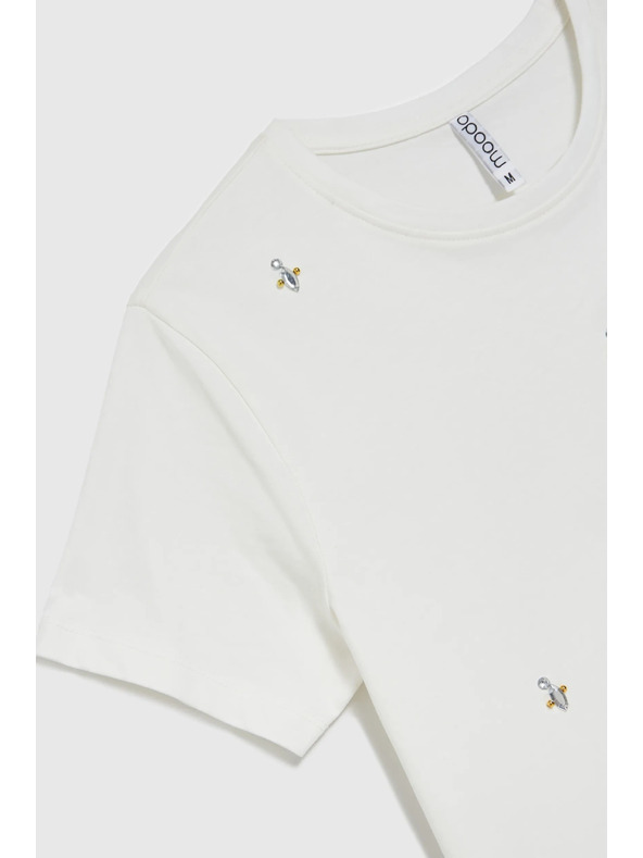 Moodo Tricou basic alb cu mânecă scurtă