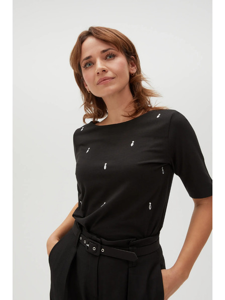 Moodo Tricou negru cu model