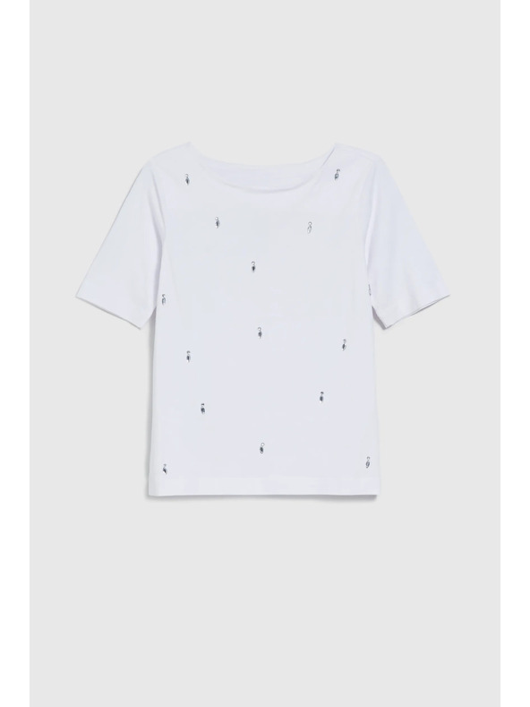 Moodo Tricou basic alb cu mânecă trei sferturi