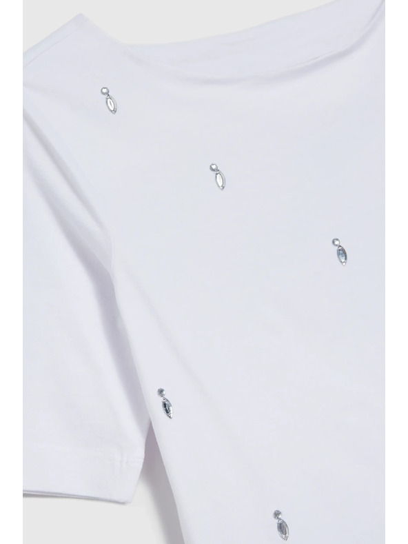 Moodo Tricou basic alb cu mânecă trei sferturi