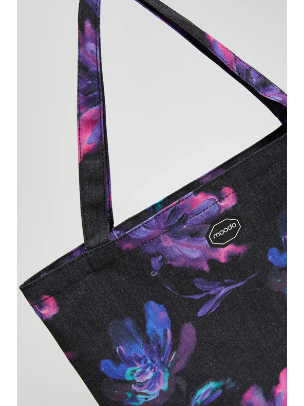 Moodo Geantă din bumbac închisă la culoare cu model