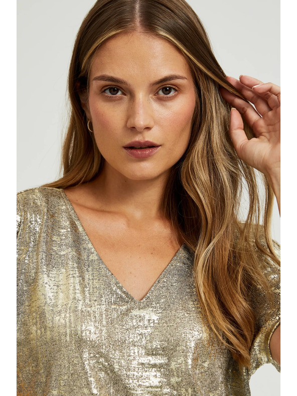 Moodo Top auriu cu mânecă scurtă