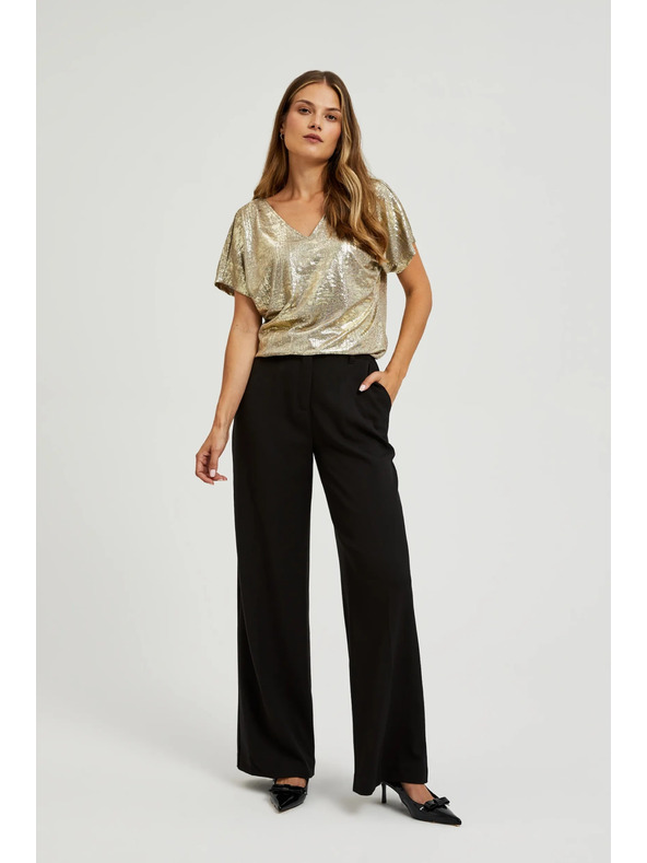 Moodo Top auriu cu mânecă scurtă