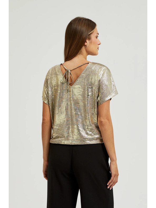 Moodo Top auriu cu mânecă scurtă