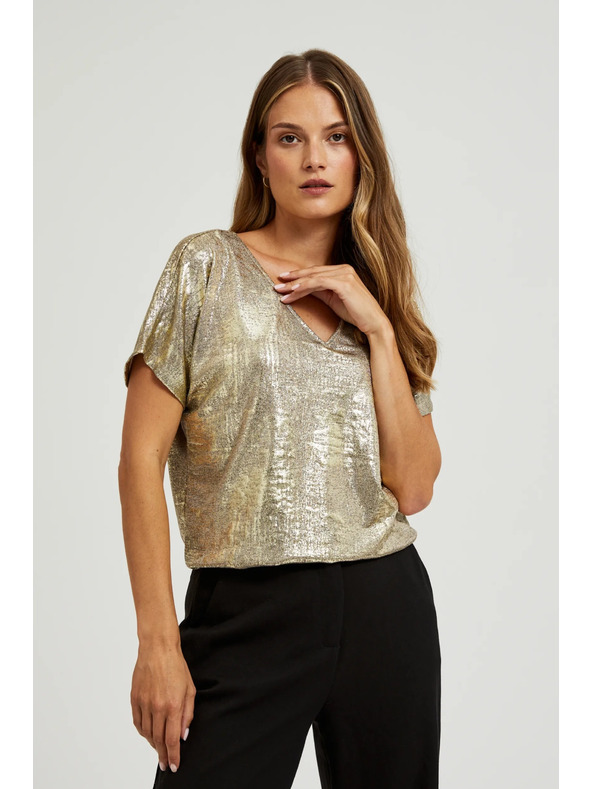 Moodo Top auriu cu mânecă scurtă