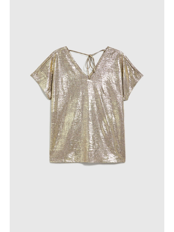 Moodo Top auriu cu mânecă scurtă