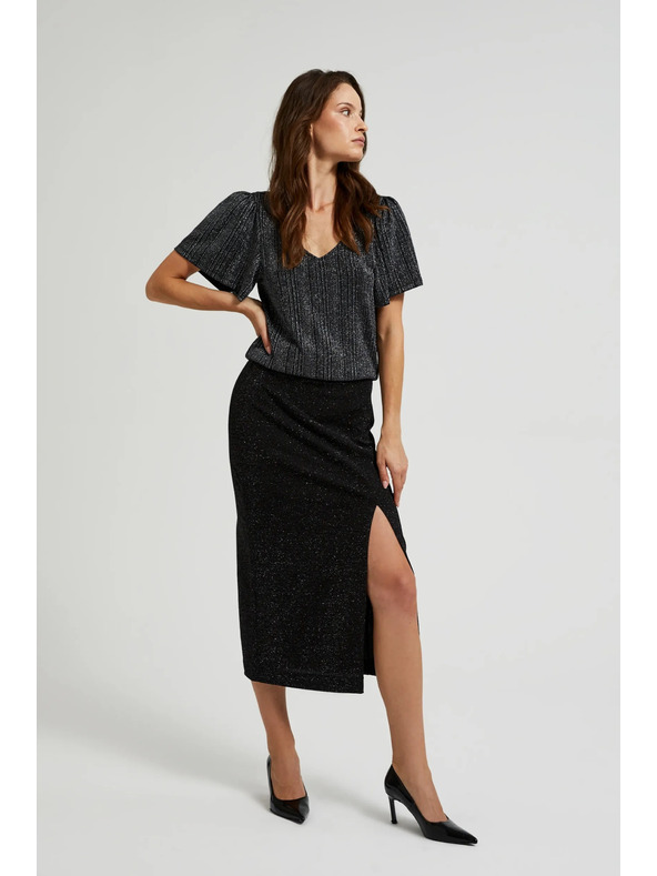 Moodo Top argintiu cu mânecă scurtă