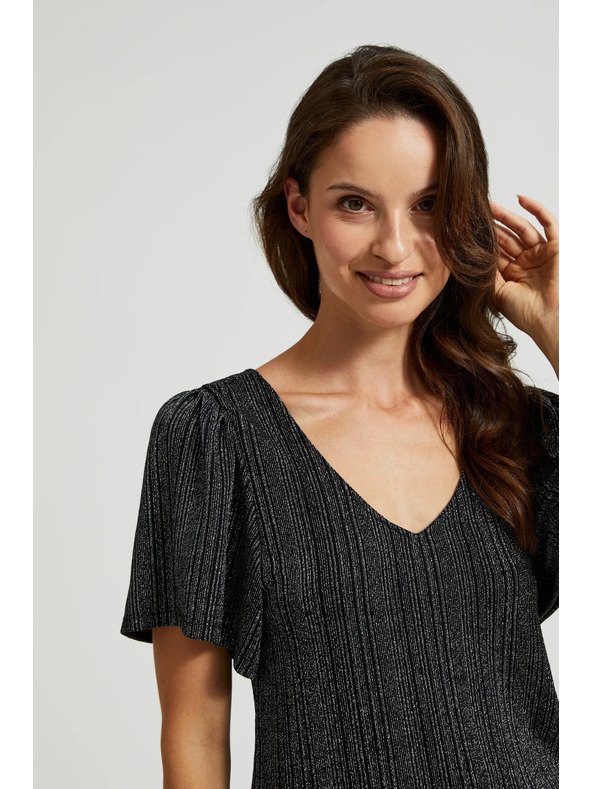 Moodo Top argintiu cu mânecă scurtă