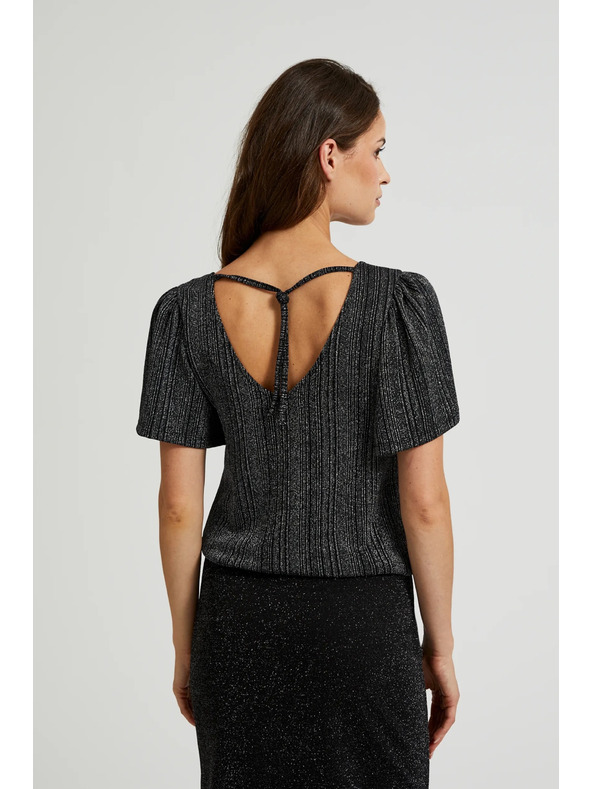 Moodo Top argintiu cu mânecă scurtă