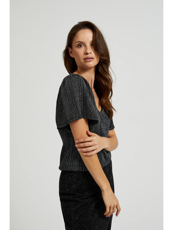 Moodo Top argintiu cu mânecă scurtă