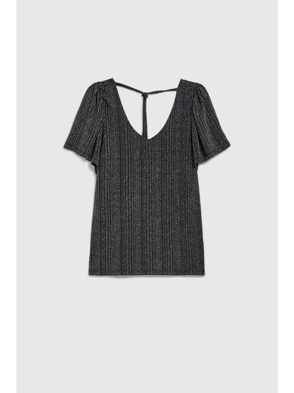 Moodo Top argintiu cu mânecă scurtă