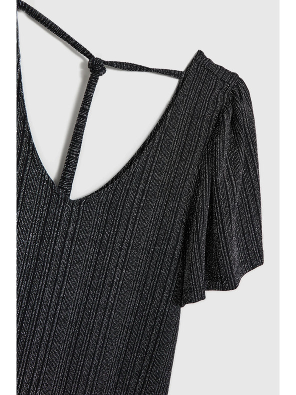 Moodo Top argintiu cu mânecă scurtă