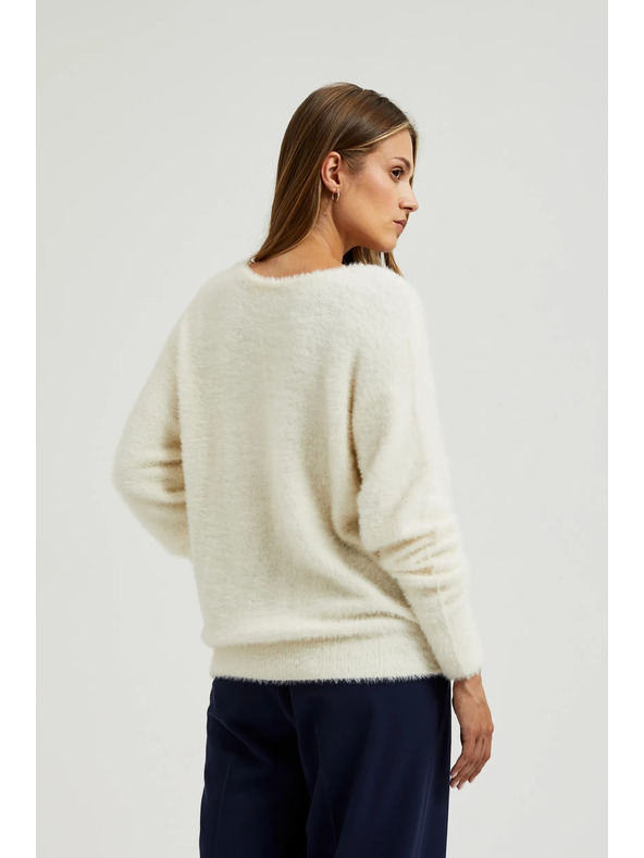 Moodo Pulover alb cu decolteu în V