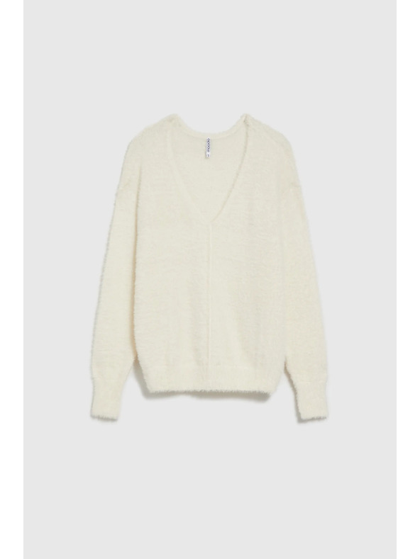 Moodo Pulover alb cu decolteu în V