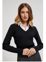 Moodo Top negru pentru femei cu mânecă lungă