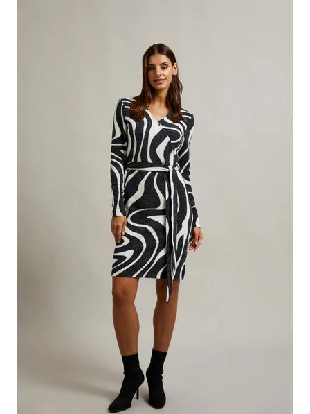 Moodo Rochie înfășurată alb-neagră