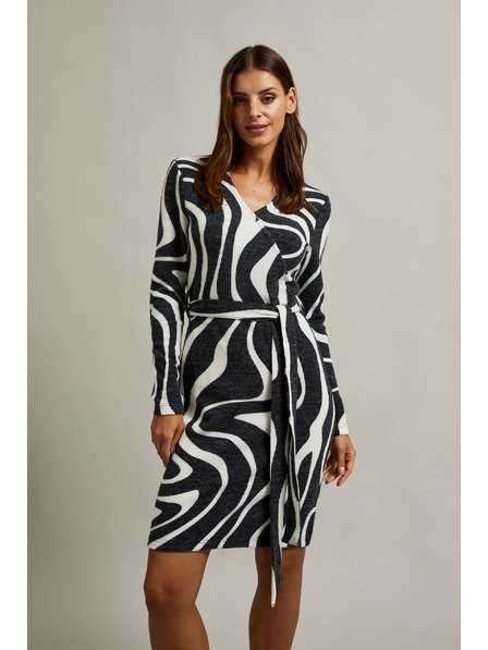 Moodo Rochie înfășurată alb-neagră