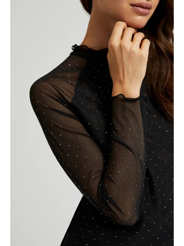 Moodo Helancă neagră cu mânecă lungă