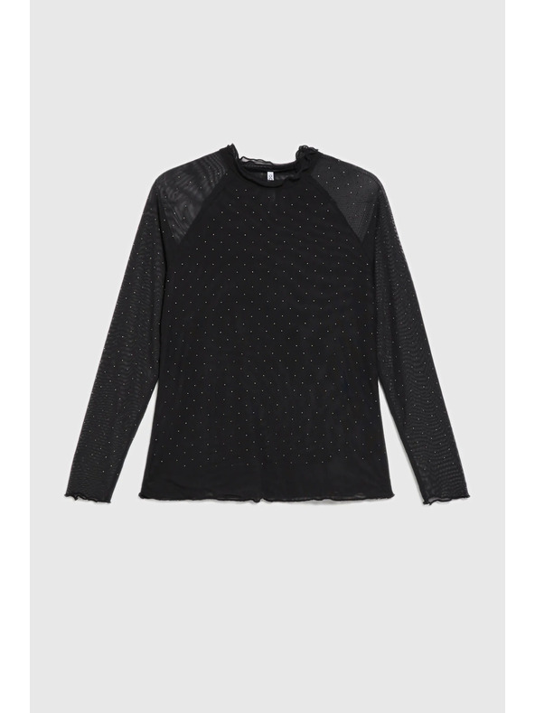 Moodo Helancă neagră cu mânecă lungă