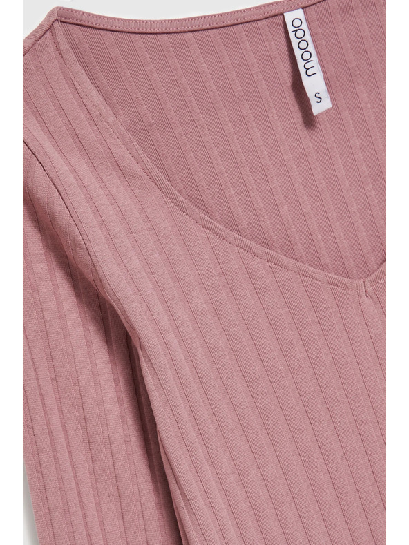 Moodo Top roz pudrat pentru femei cu mânecă lungă