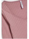 Moodo Top roz pudrat pentru femei cu mânecă lungă
