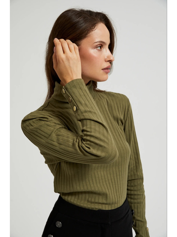 Moodo Top verde măsliniu deschis pentru femei cu mânecă lungă