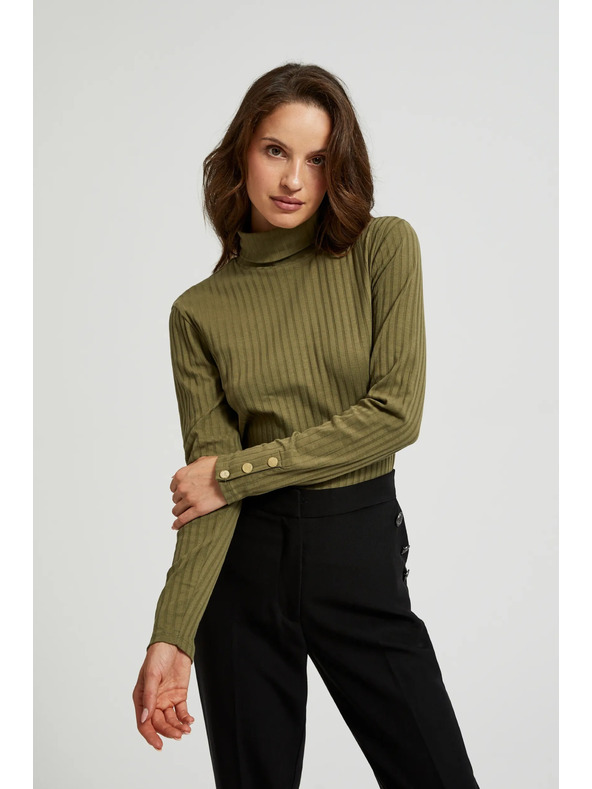 Moodo Top verde măsliniu deschis pentru femei cu mânecă lungă