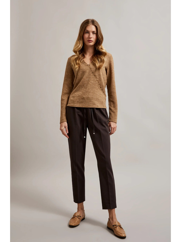 Moodo Top bej pentru femei cu mânecă lungă