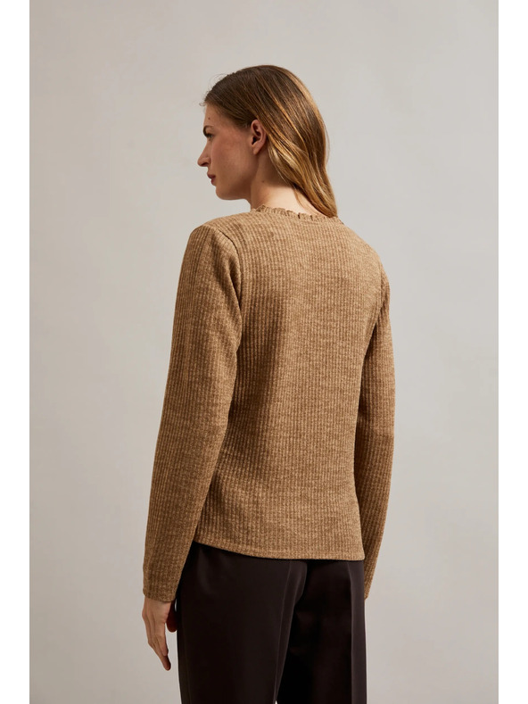 Moodo Top bej pentru femei cu mânecă lungă