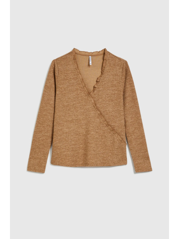 Moodo Top bej pentru femei cu mânecă lungă