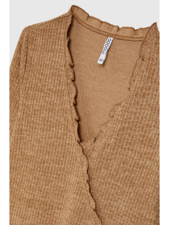 Moodo Top bej pentru femei cu mânecă lungă