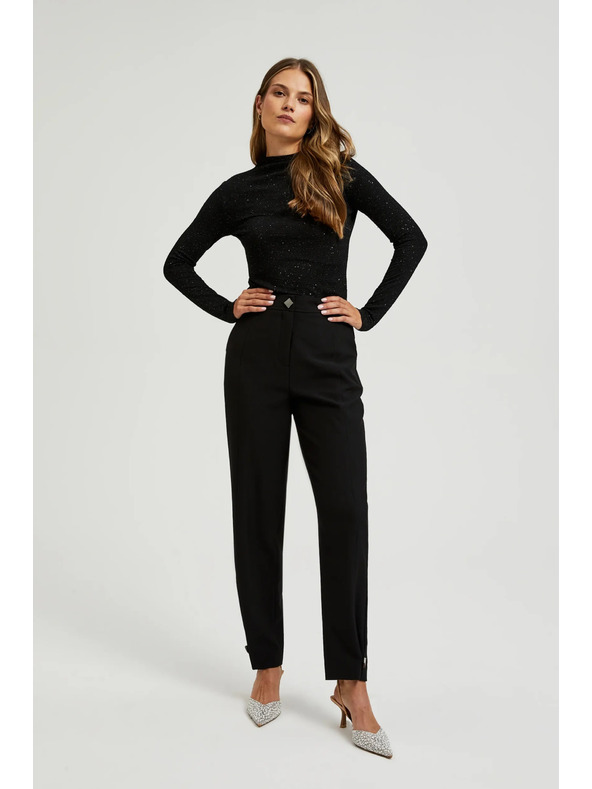 Moodo Top negru pentru femei cu mânecă lungă