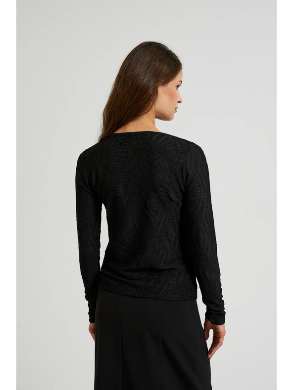 Moodo Top negru pentru femei cu mânecă lungă