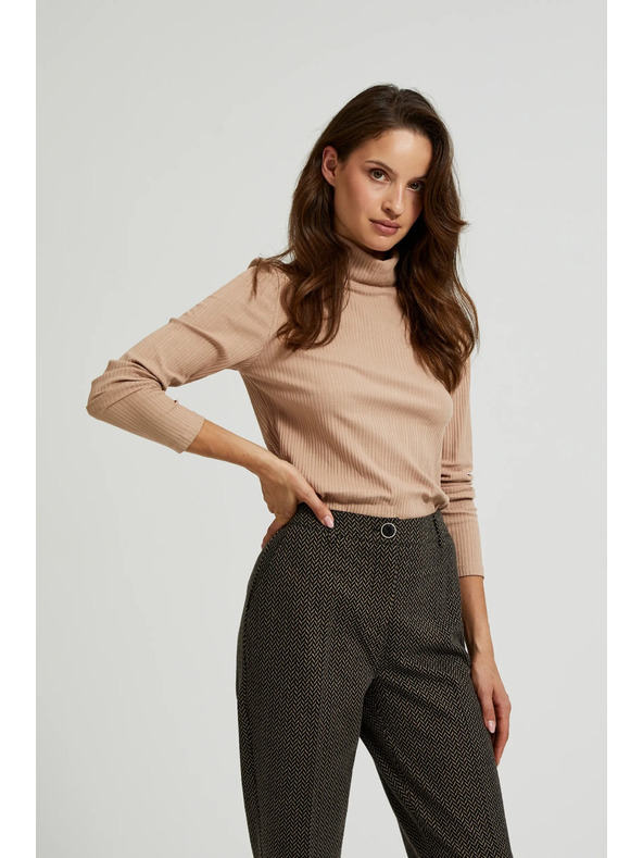 Moodo Top maro pentru femei cu mânecă lungă