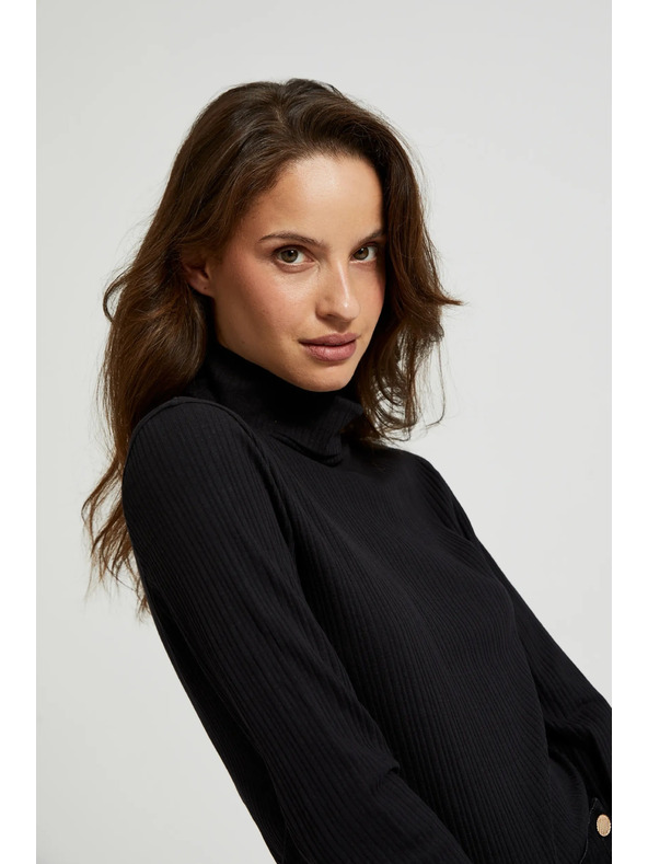 Moodo Top negru pentru femei cu mânecă lungă