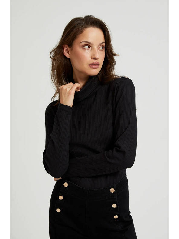Moodo Top negru pentru femei cu mânecă lungă
